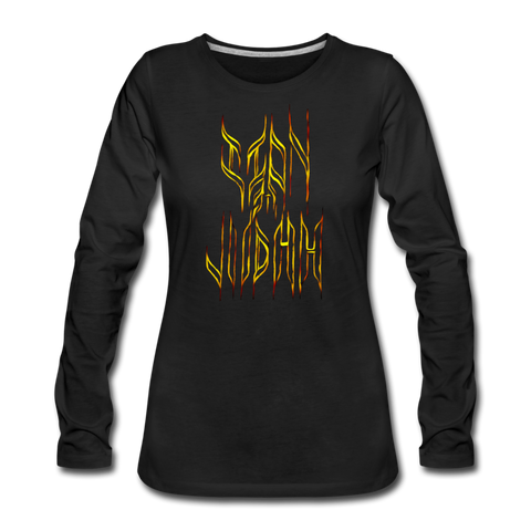 Lion Of Judah Tribal Gold Women's Premium Long Sleeve T-Shirt - black