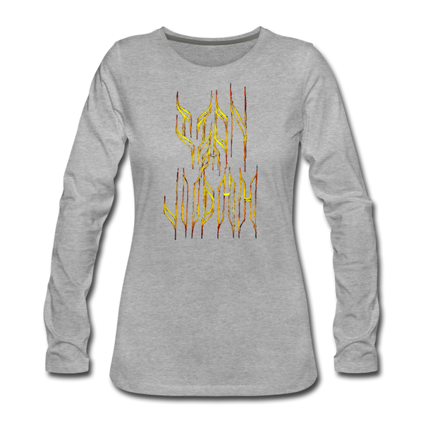 Lion Of Judah Tribal Gold Women's Premium Long Sleeve T-Shirt - heather gray