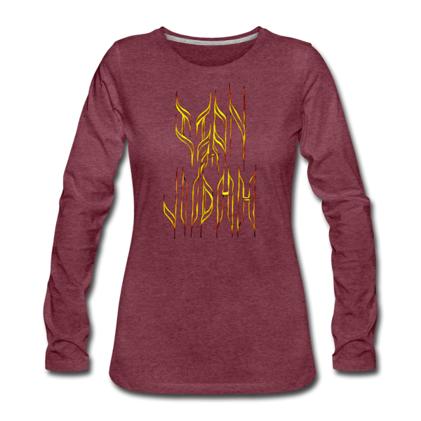 Lion Of Judah Tribal Gold Women's Premium Long Sleeve T-Shirt - heather burgundy