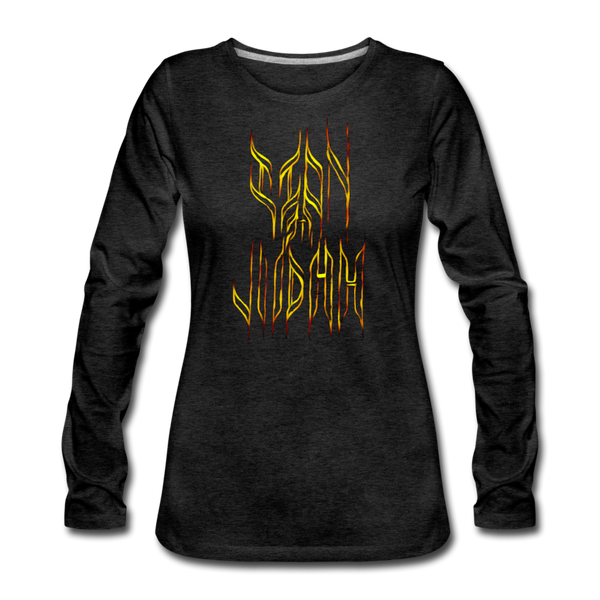 Lion Of Judah Tribal Gold Women's Premium Long Sleeve T-Shirt - charcoal gray