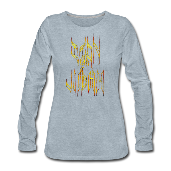 Lion Of Judah Tribal Gold Women's Premium Long Sleeve T-Shirt - heather ice blue