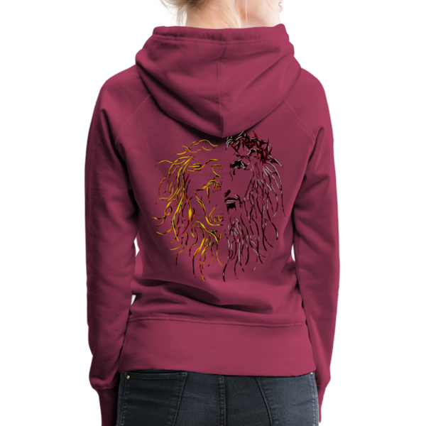 Lion Of Judah Tribal Gold Women’s Premium Hoodie - burgundy