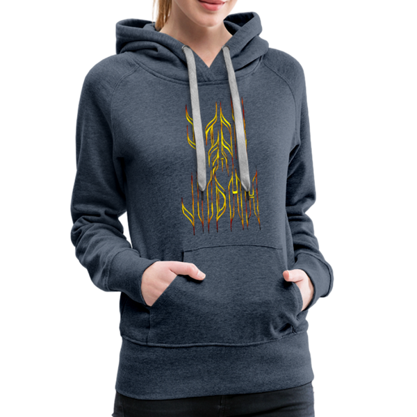 Lion Of Judah Tribal Gold Women’s Premium Hoodie - heather denim
