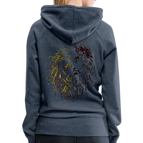 Lion Of Judah Tribal Gold Women’s Premium Hoodie - heather denim