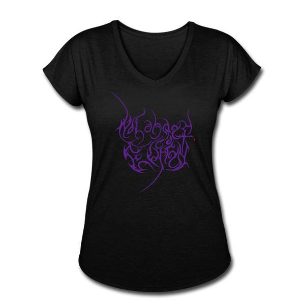 No Longer Buried Purple Letter Women's Tri-Blend V-Neck T-Shirt - black