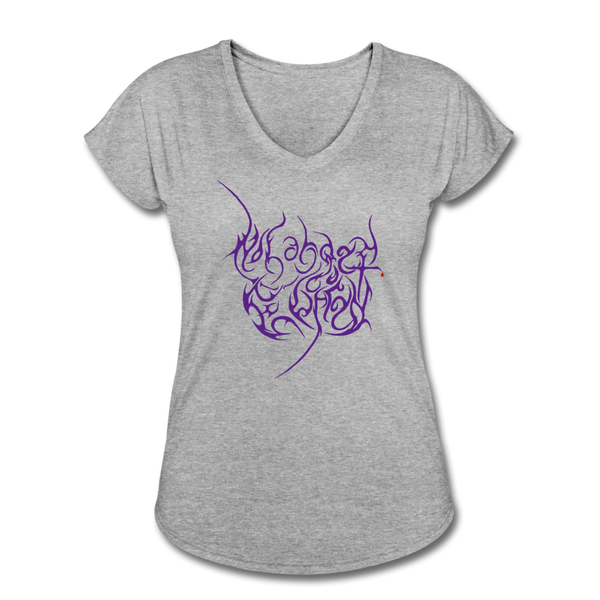 No Longer Buried Purple Letter Women's Tri-Blend V-Neck T-Shirt - heather gray