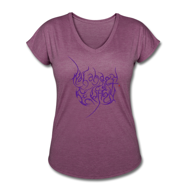 No Longer Buried Purple Letter Women's Tri-Blend V-Neck T-Shirt - heather plum