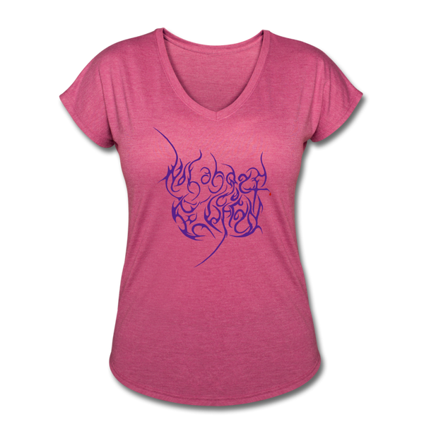 No Longer Buried Purple Letter Women's Tri-Blend V-Neck T-Shirt - heather raspberry