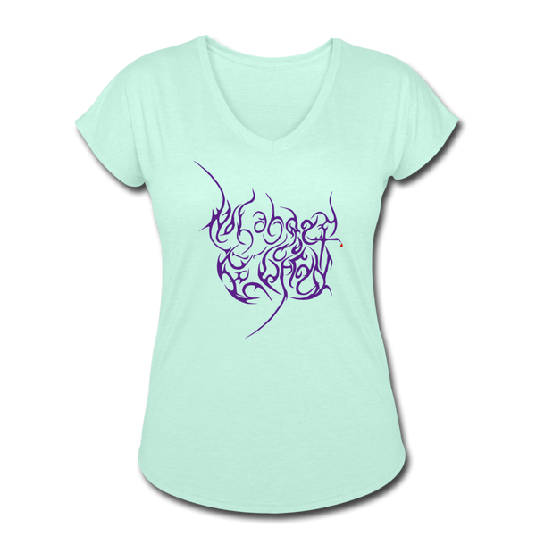 No Longer Buried Purple Letter Women's Tri-Blend V-Neck T-Shirt - mint