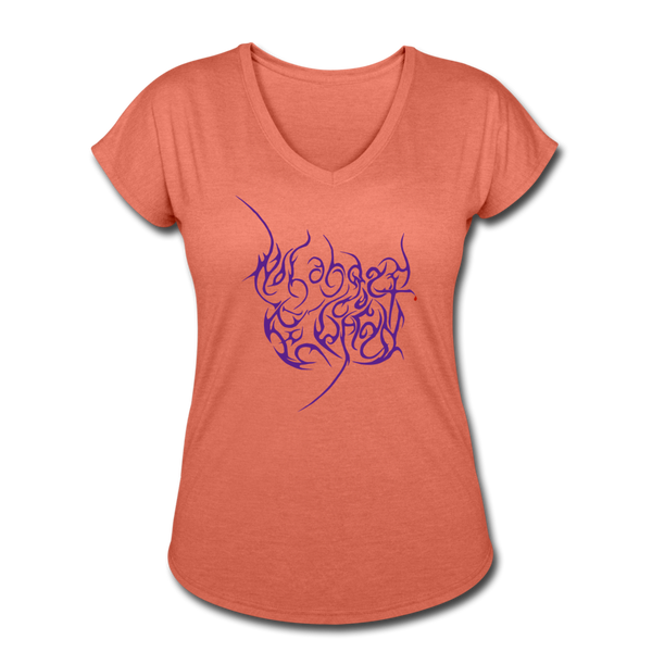 No Longer Buried Purple Letter Women's Tri-Blend V-Neck T-Shirt - heather bronze