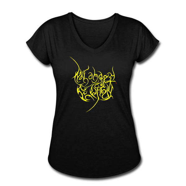 No Longer Buried Yellow Letter Women's Tri-Blend V-Neck T-Shirt - black