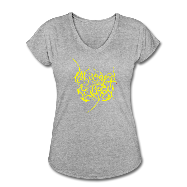 No Longer Buried Yellow Letter Women's Tri-Blend V-Neck T-Shirt - heather gray