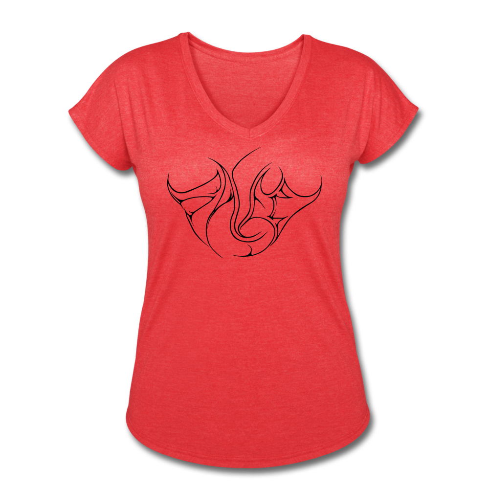 Saved Black Letter Women's Tri-Blend V-Neck T-Shirt - heather red