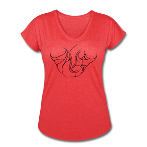 Saved Black Letter Women's Tri-Blend V-Neck T-Shirt - heather red