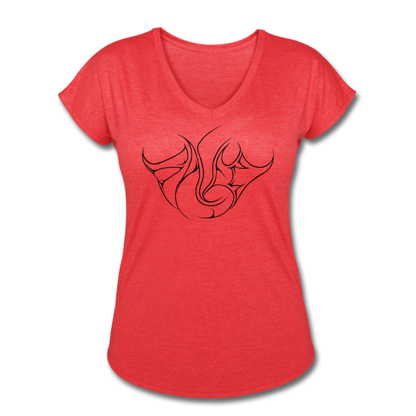 Saved Black Letter Women's Tri-Blend V-Neck T-Shirt - heather red