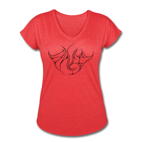 Saved Black Letter Women's Tri-Blend V-Neck T-Shirt - heather red