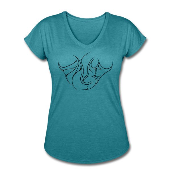 Saved Black Letter Women's Tri-Blend V-Neck T-Shirt - heather turquoise