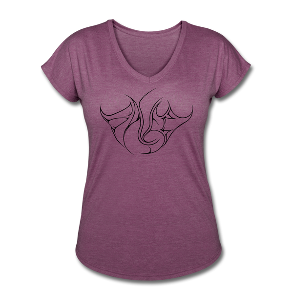 Saved Black Letter Women's Tri-Blend V-Neck T-Shirt - heather plum