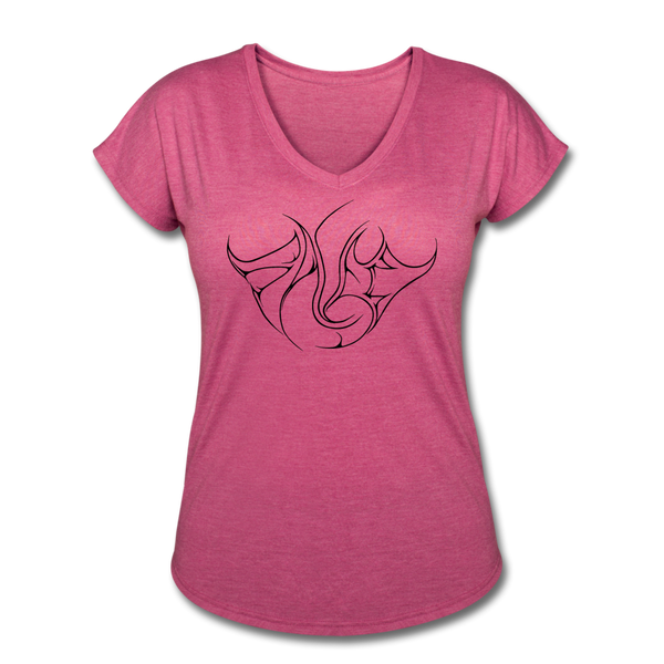 Saved Black Letter Women's Tri-Blend V-Neck T-Shirt - heather raspberry