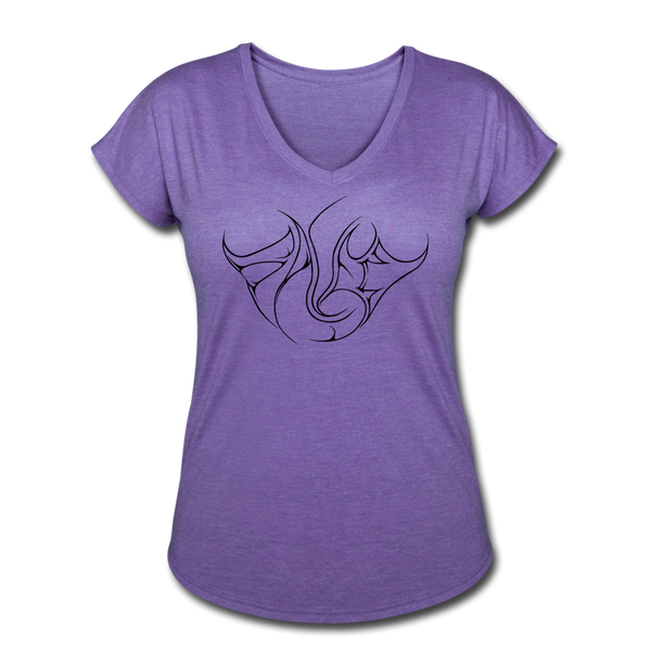 Saved Black Letter Women's Tri-Blend V-Neck T-Shirt - purple heather