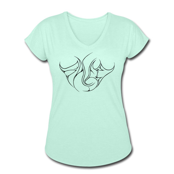 Saved Black Letter Women's Tri-Blend V-Neck T-Shirt - mint