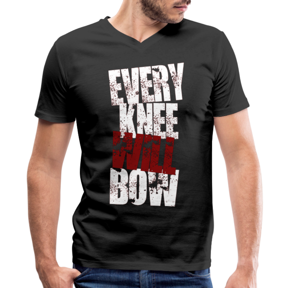 EKWB White Letter Men's V-Neck T-Shirt by Canvas - black