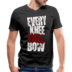 EKWB White Letter Men's V-Neck T-Shirt by Canvas - black