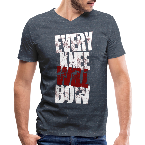 EKWB White Letter Men's V-Neck T-Shirt by Canvas - heather navy