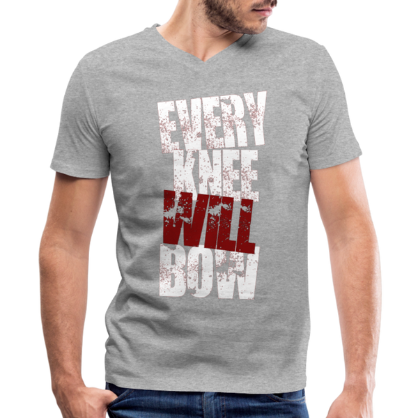 EKWB White Letter Men's V-Neck T-Shirt by Canvas - heather gray