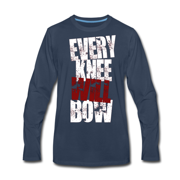 EKWB White Letter Men's Premium Long Sleeve T-Shirt - navy