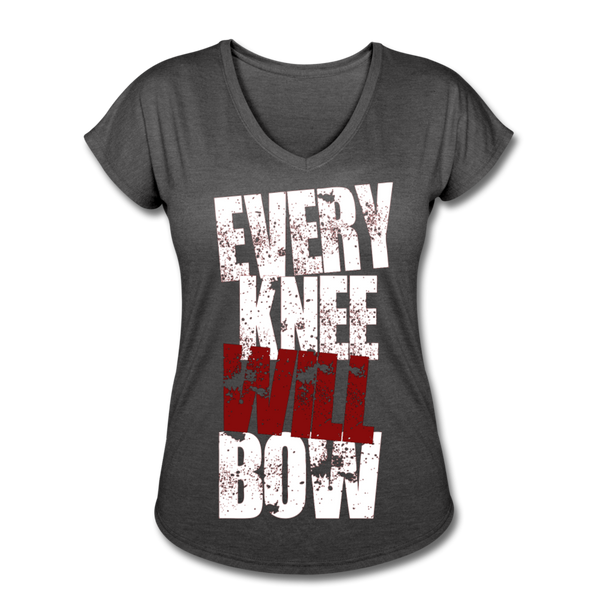 EKWB White Letter Women's Tri-Blend V-Neck T-Shirt - deep heather