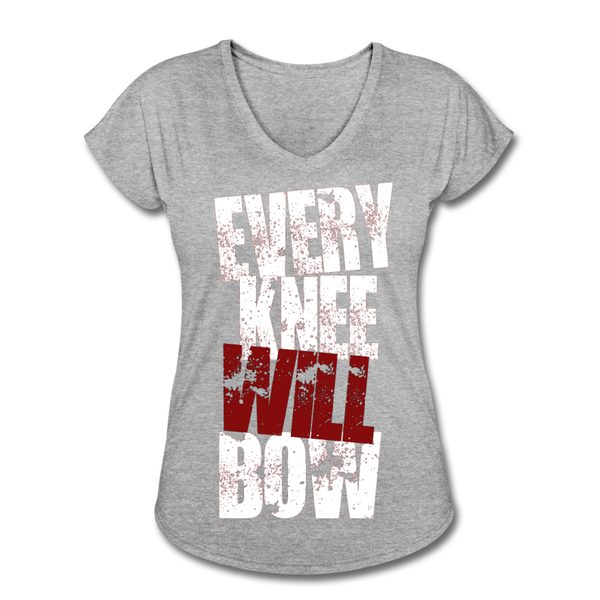 EKWB White Letter Women's Tri-Blend V-Neck T-Shirt - heather gray