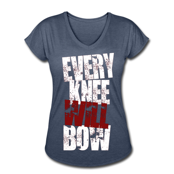 EKWB White Letter Women's Tri-Blend V-Neck T-Shirt - navy heather