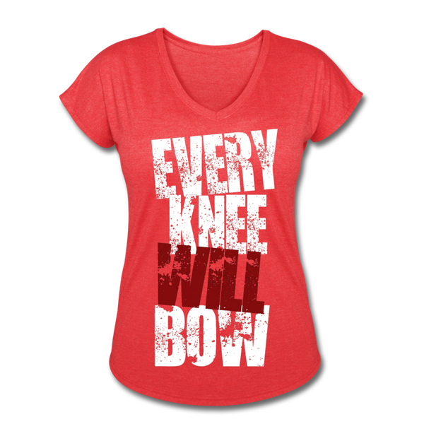 EKWB White Letter Women's Tri-Blend V-Neck T-Shirt - heather red