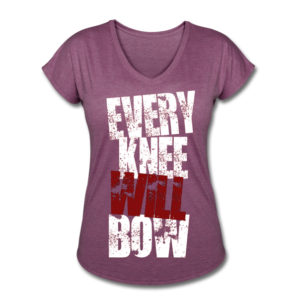 EKWB White Letter Women's Tri-Blend V-Neck T-Shirt - heather plum