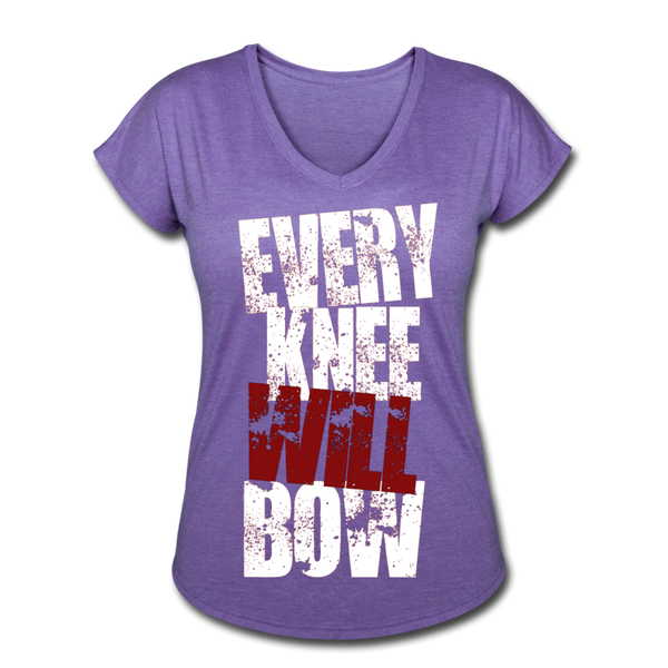 EKWB White Letter Women's Tri-Blend V-Neck T-Shirt - purple heather