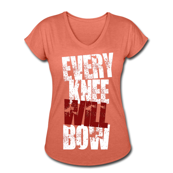 EKWB White Letter Women's Tri-Blend V-Neck T-Shirt - heather bronze