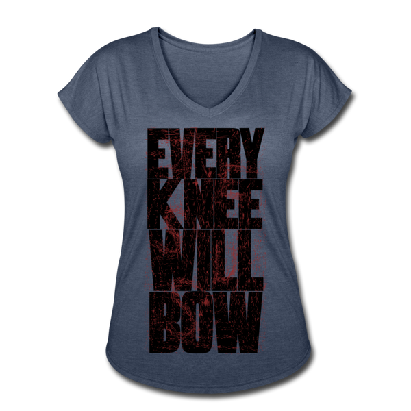 EKWB Original Black Letter Women's Tri-Blend V-Neck T-Shirt - navy heather