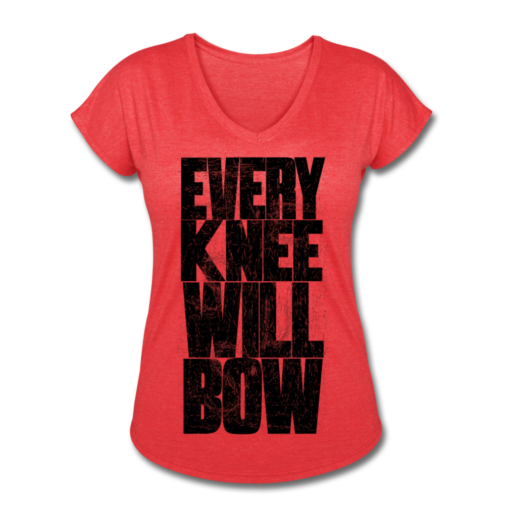 EKWB Original Black Letter Women's Tri-Blend V-Neck T-Shirt - heather red