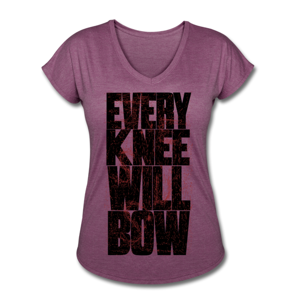 EKWB Original Black Letter Women's Tri-Blend V-Neck T-Shirt - heather plum