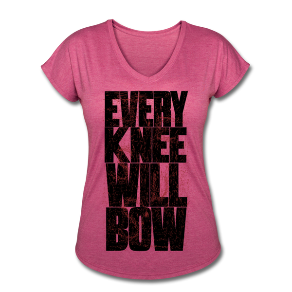 EKWB Original Black Letter Women's Tri-Blend V-Neck T-Shirt - heather raspberry