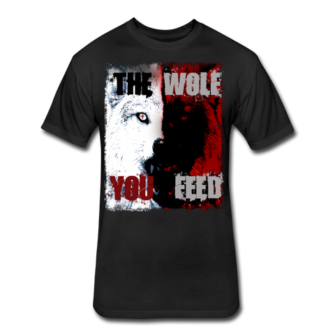 GAM The Wolf You Feed Sleeve Print Fitted Cotton/Poly T-Shirt by Next Level - black
