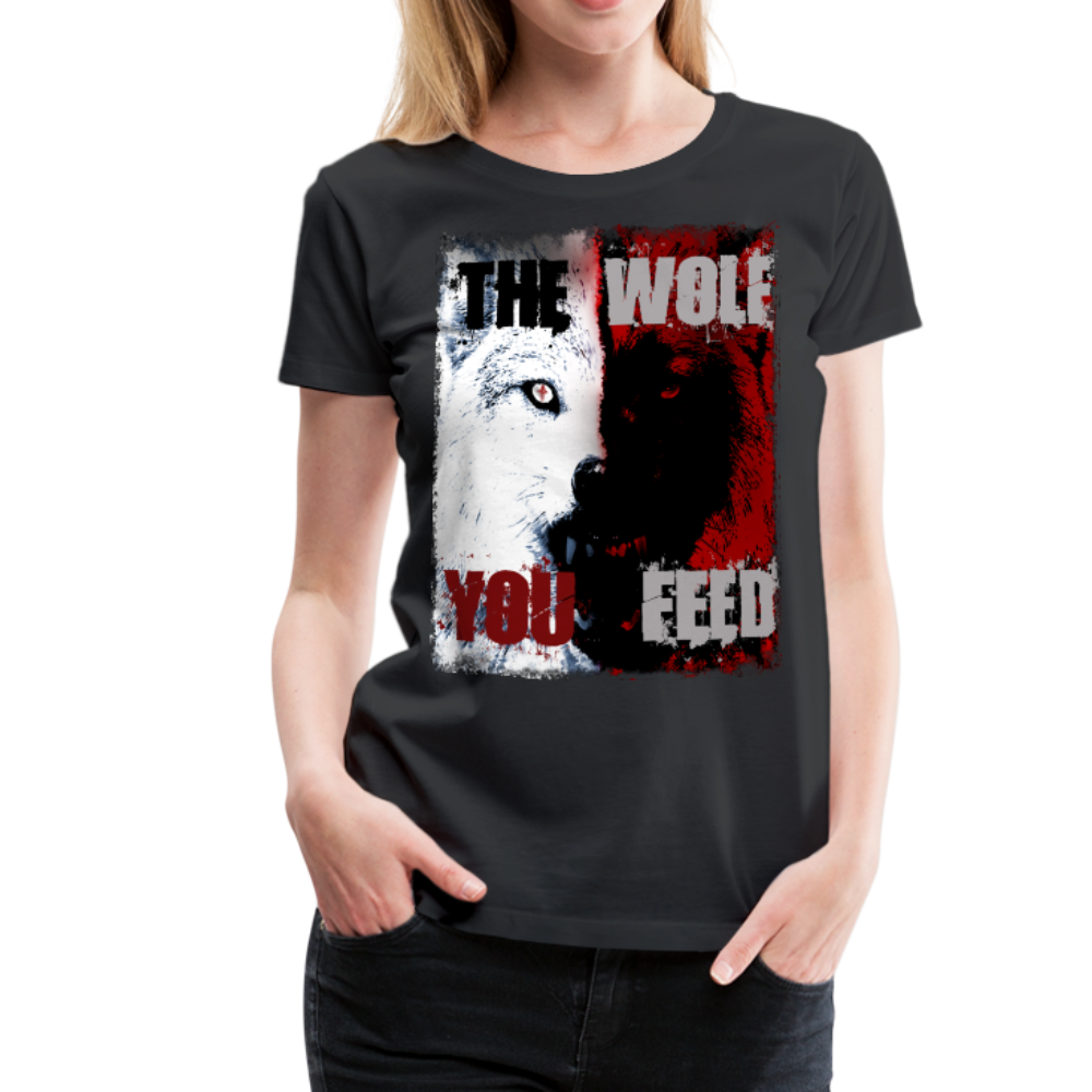 GAM The Wolf You Feed Sleeve Print Women’s Premium T-Shirt - black