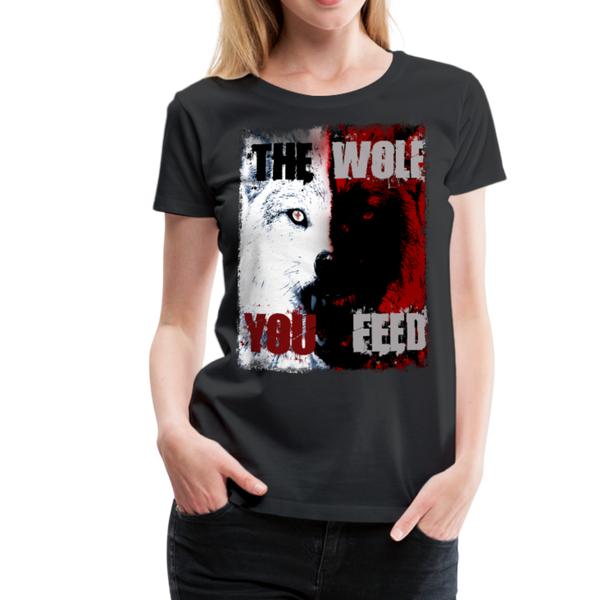 GAM The Wolf You Feed Sleeve Print Women’s Premium T-Shirt - black