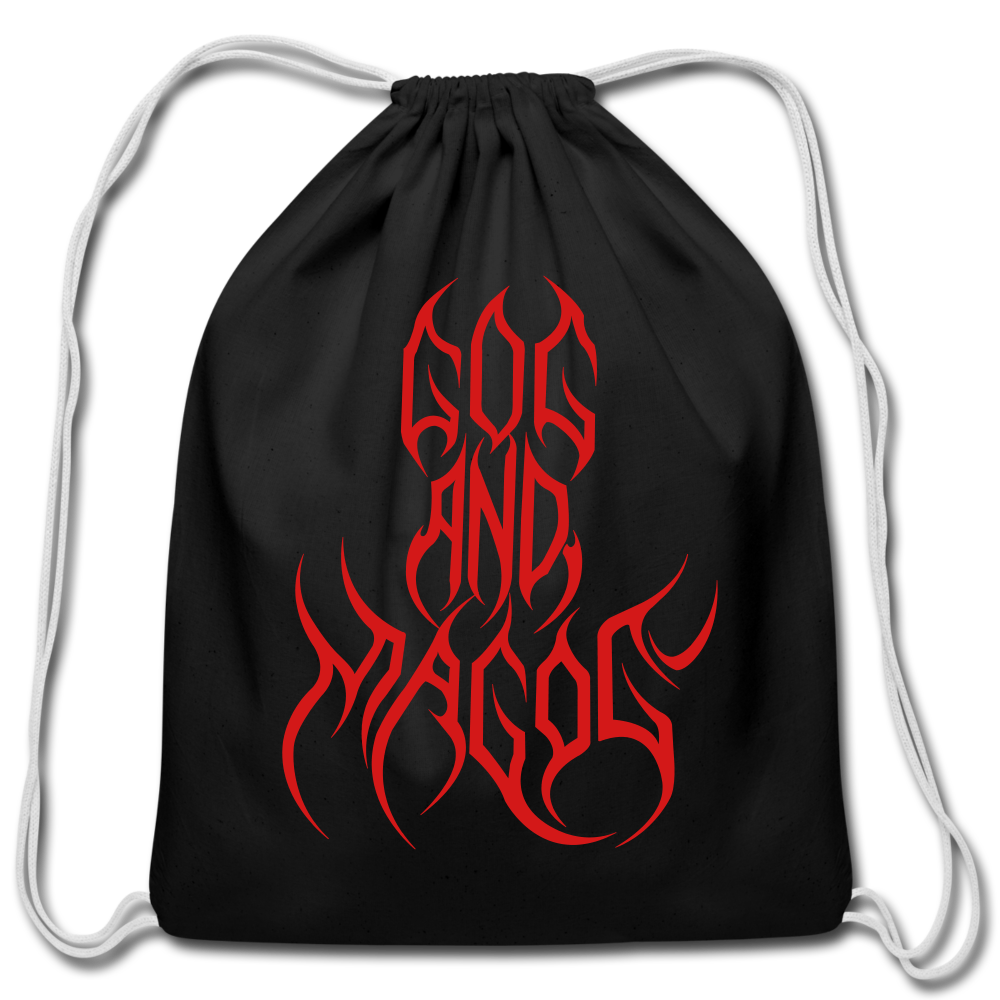 GAM Red Letter Cotton Drawstring Bag - black