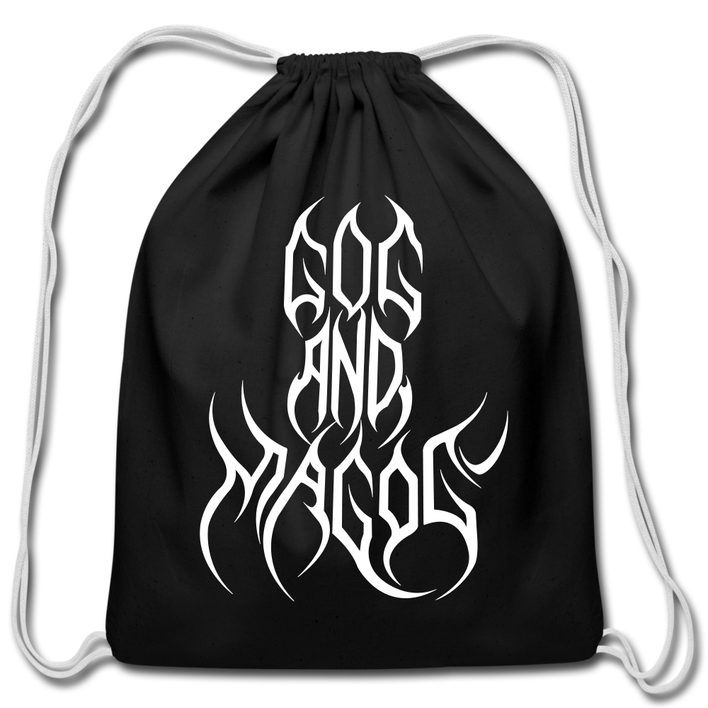 GAM White Letter Cotton Drawstring Bag - black