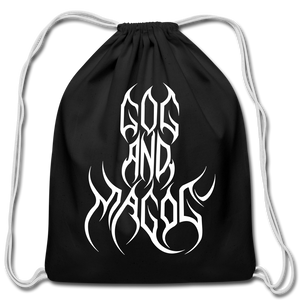 GAM White Letter Cotton Drawstring Bag - black