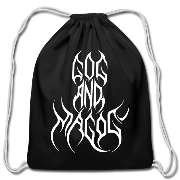 GAM White Letter Cotton Drawstring Bag - black