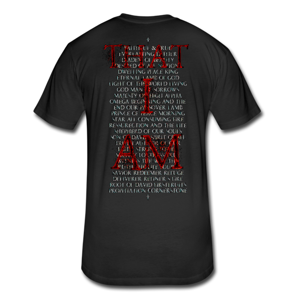 Names Of God Fire Edition Fitted Cotton/Poly T-Shirt by Next Level - black