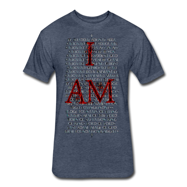 Names Of God Fire Edition Fitted Cotton/Poly T-Shirt by Next Level - heather navy